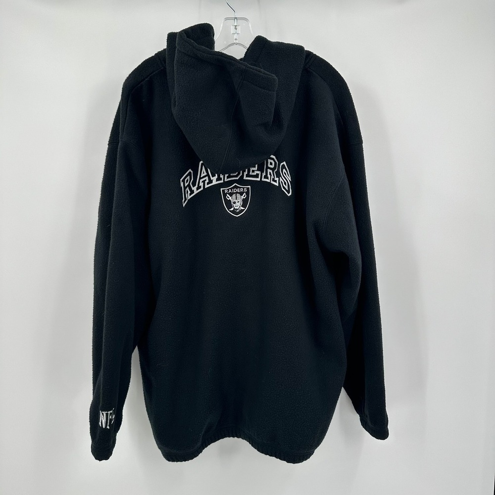 NFL Oakland Raiders Mens Size L Full Zip Fleece Hoodie Black Jacket Embroidered